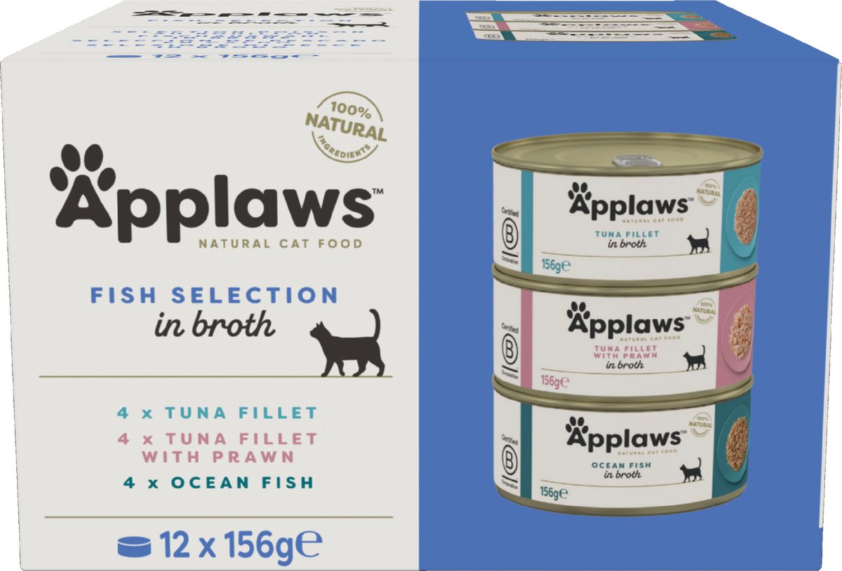 Applaws en caldo 24 x 156 g latas para gatos - Pack Ahorro - Pack mixto de pescado en caldo