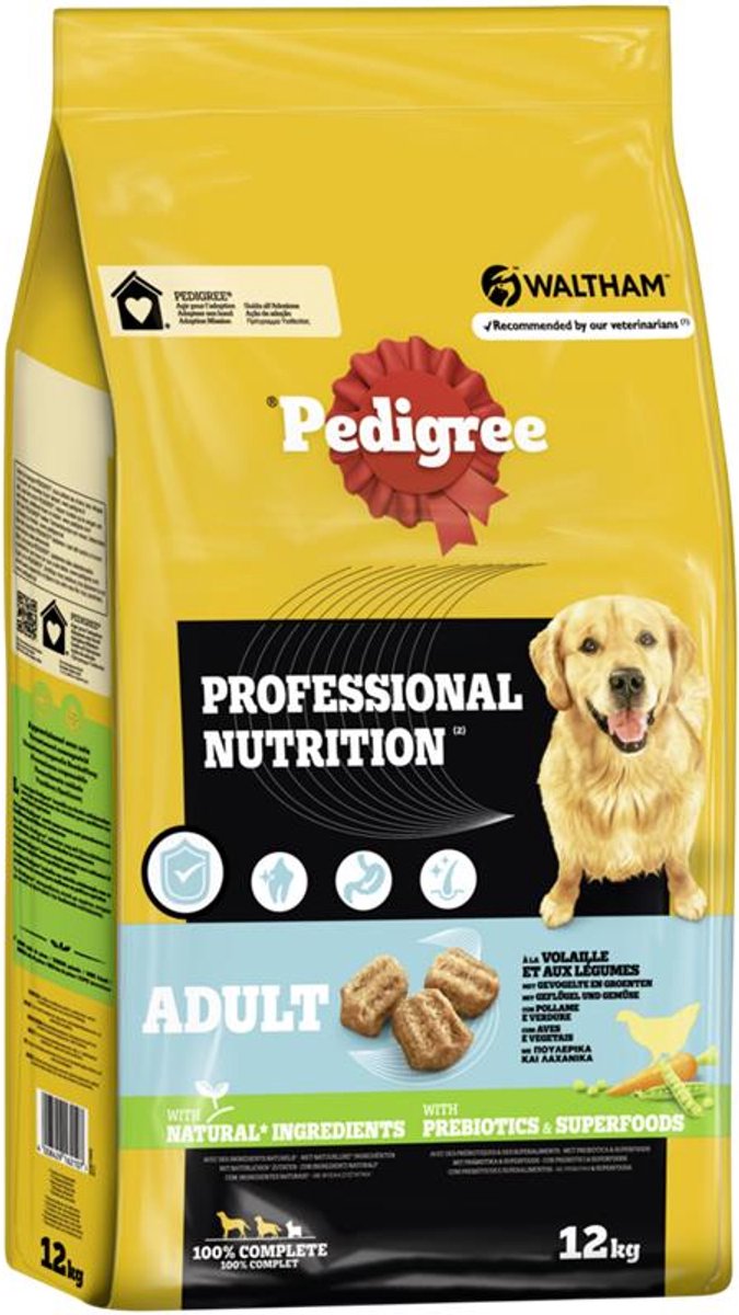 Pedigree Professional Nutrition Adult con ave y verdura - 12 kg