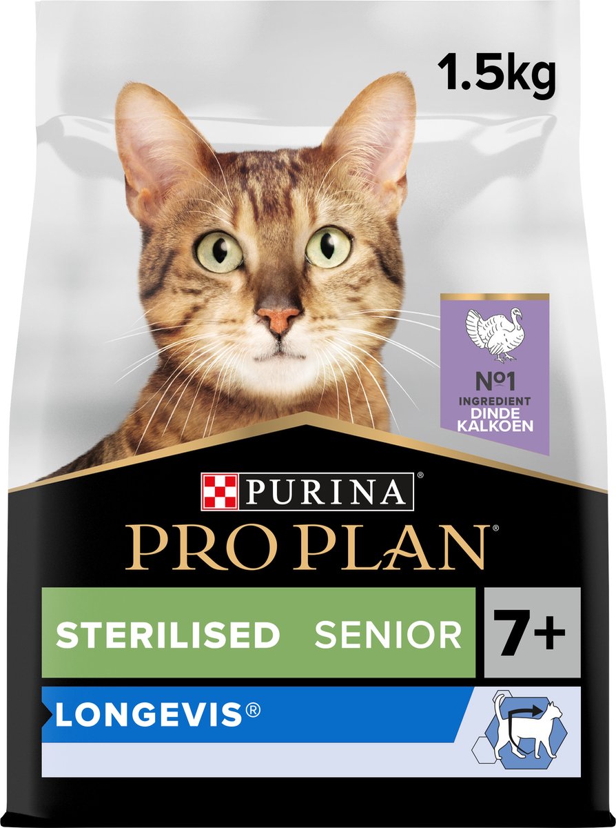 PURINA PRO PLAN Sterilised Senior 7+ Longevis pavo - 4 x 1,5 kg - Pack Ahorro