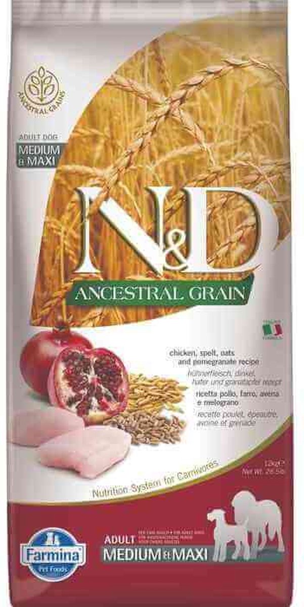 Farmina N&D Ancestral Grain Puppy Medium & Maxi con pollo y granada - 12 kg