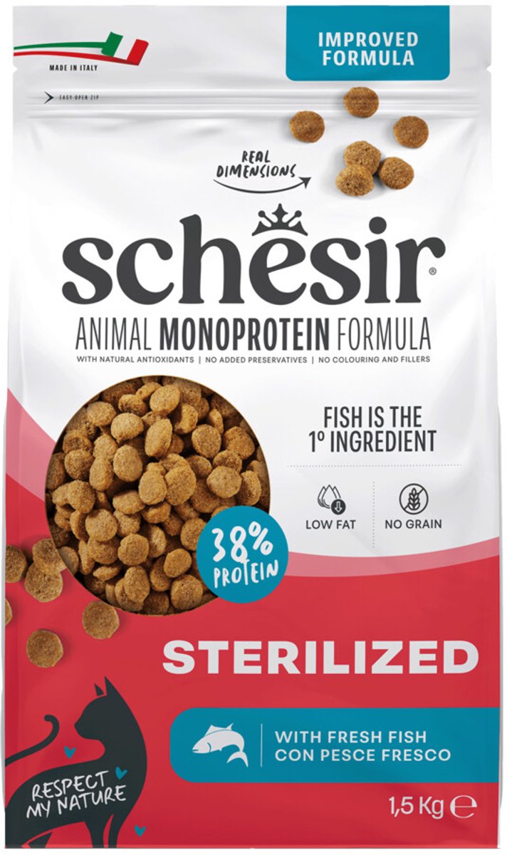 Schesir Sterilized con pescado - 3 x 1,5 kg - Pack Ahorro