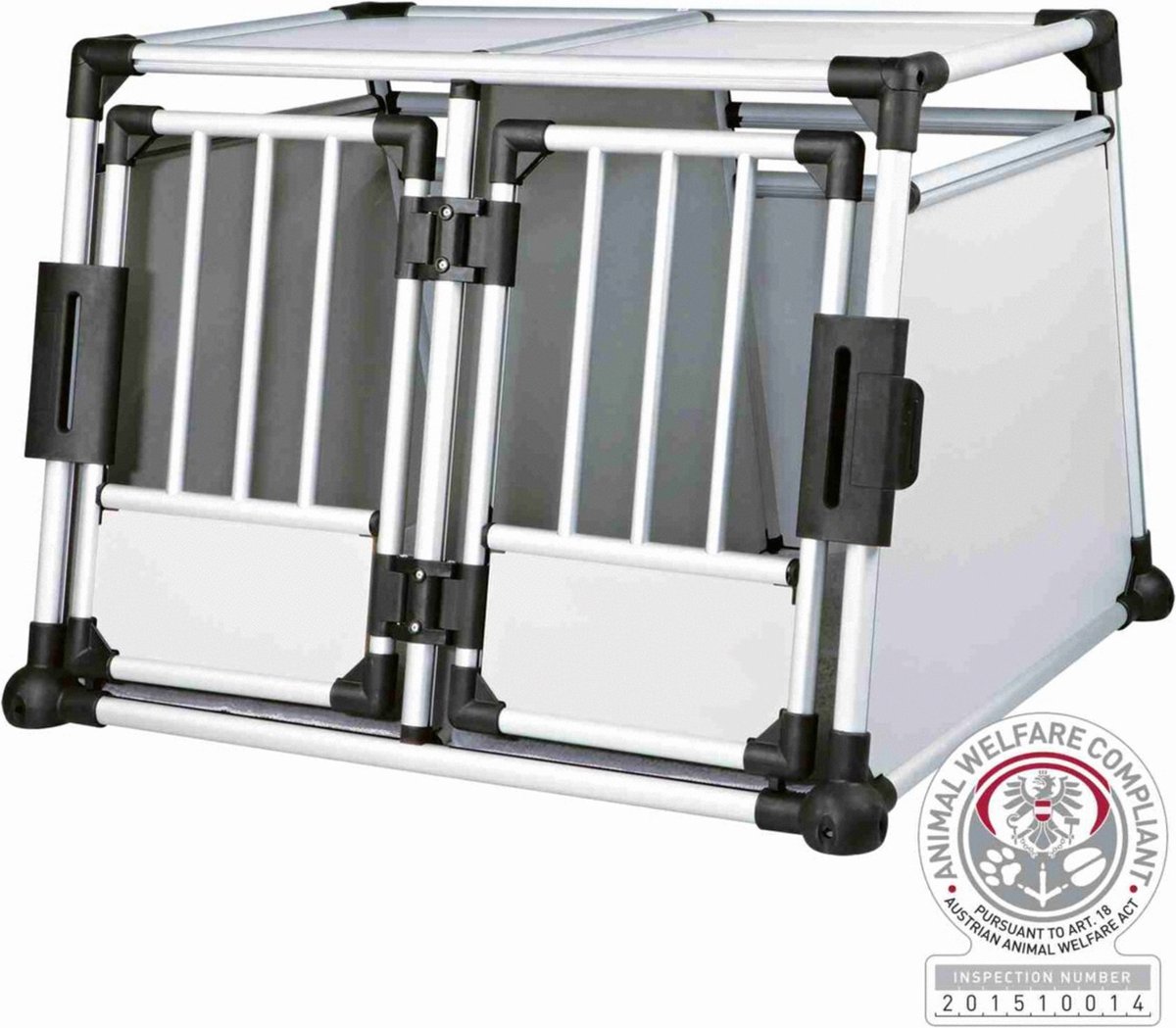Jaula de transporte doble Trixie de aluminio - 83 x 93 x 64 cm (An x P x Al)
