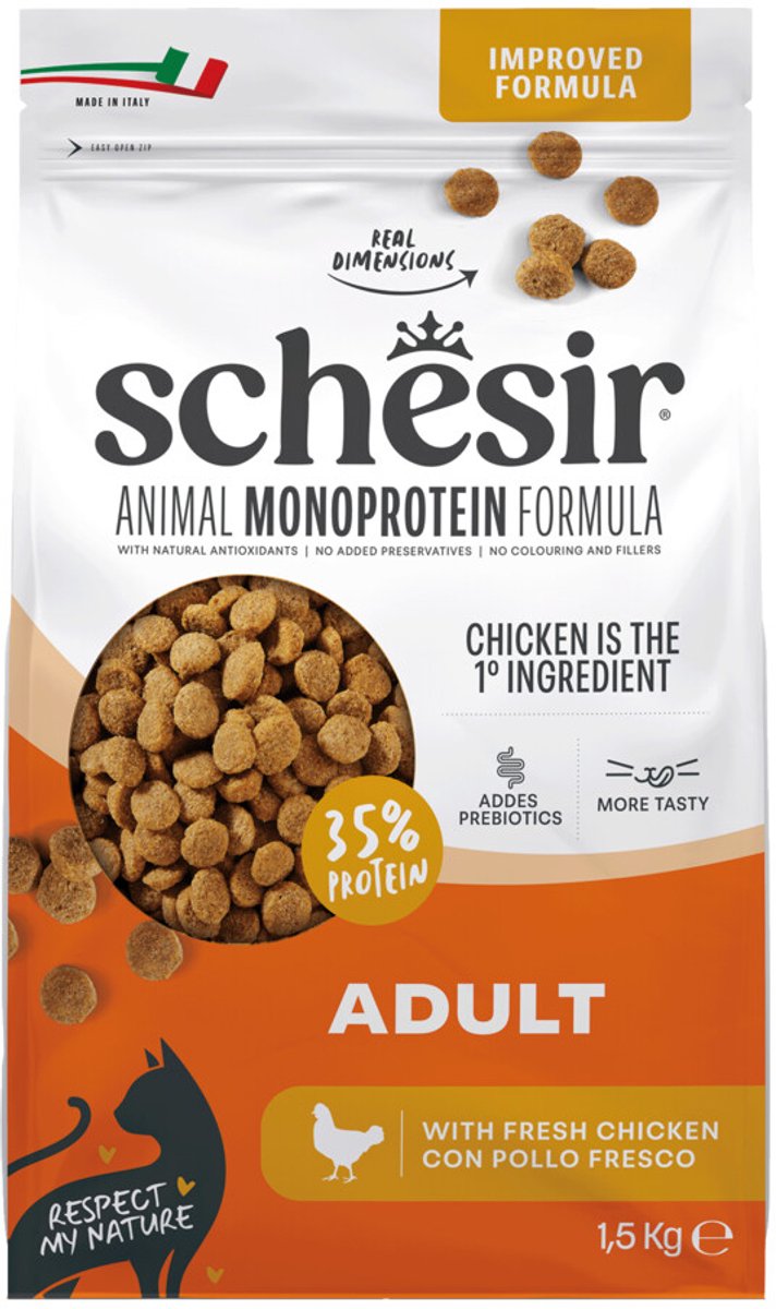 Schesir Adult Monoprotein con pollo - 3 x 1,5 kg - Pack Ahorro