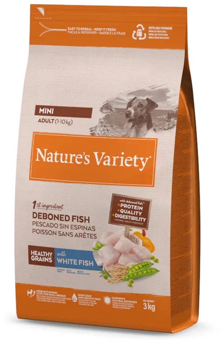 Nature's Variety Healthy Grains Adult Mini pescado blanco - 2 x 3 kg - Pack Ahorro