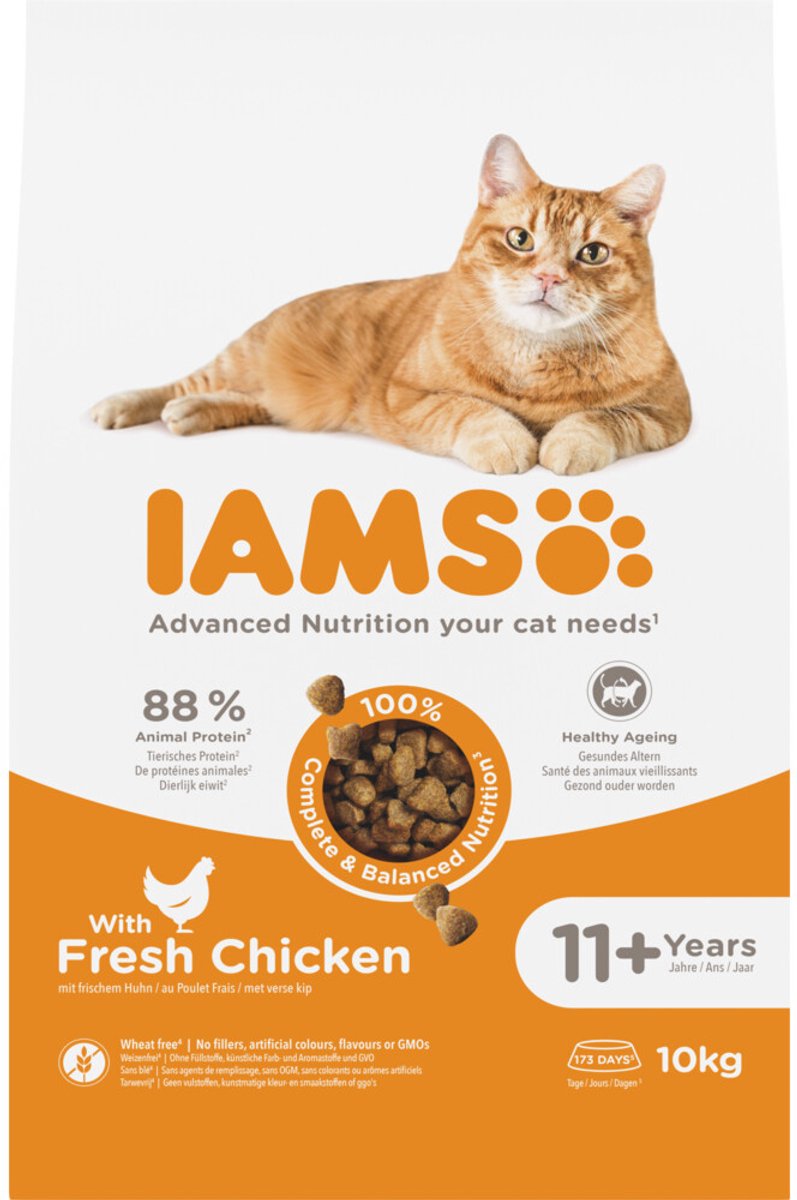 IAMS Advanced Nutrition Senior Cat 11+ con pollo - 2 x 10 kg - Pack ahorro