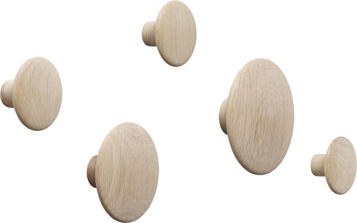 Muuto Set de 5 colgadores de pared The Dots roble