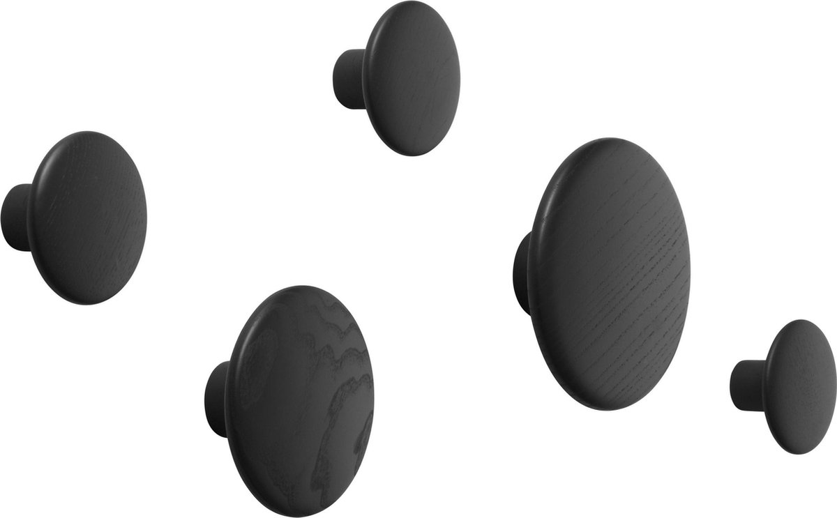 Muuto Set de 5 colgadores de pared The Dots negro