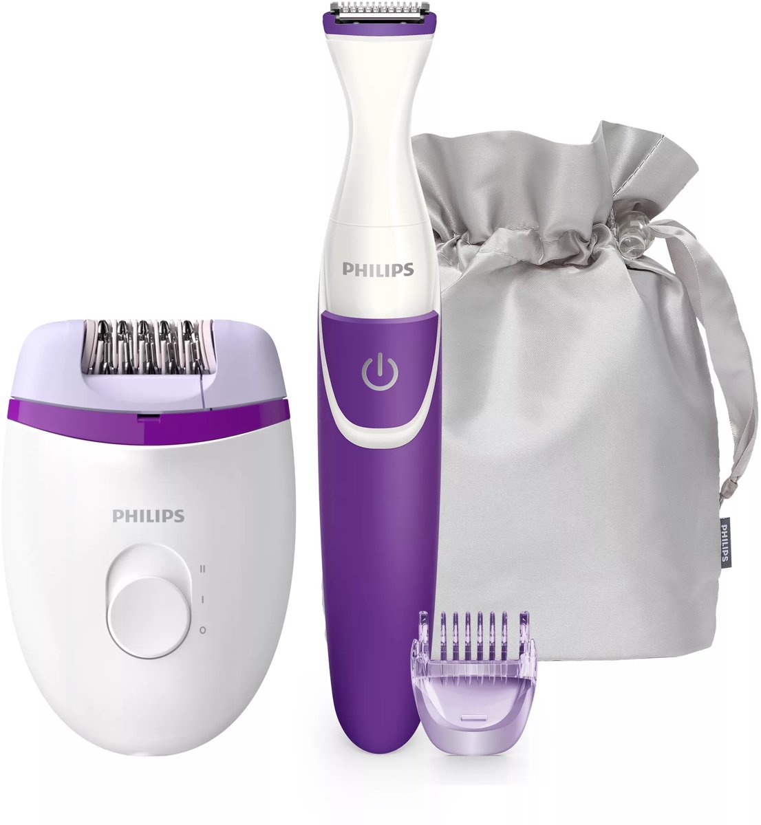 Philips Satinelle Essential Depiladora con cable compacta, perfilador para zona bikini incl.