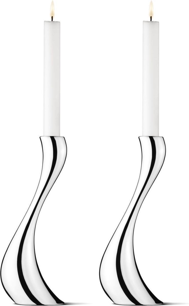 Georg Jensen Set de 2 candeleros Cobra grandes, 24 cm
