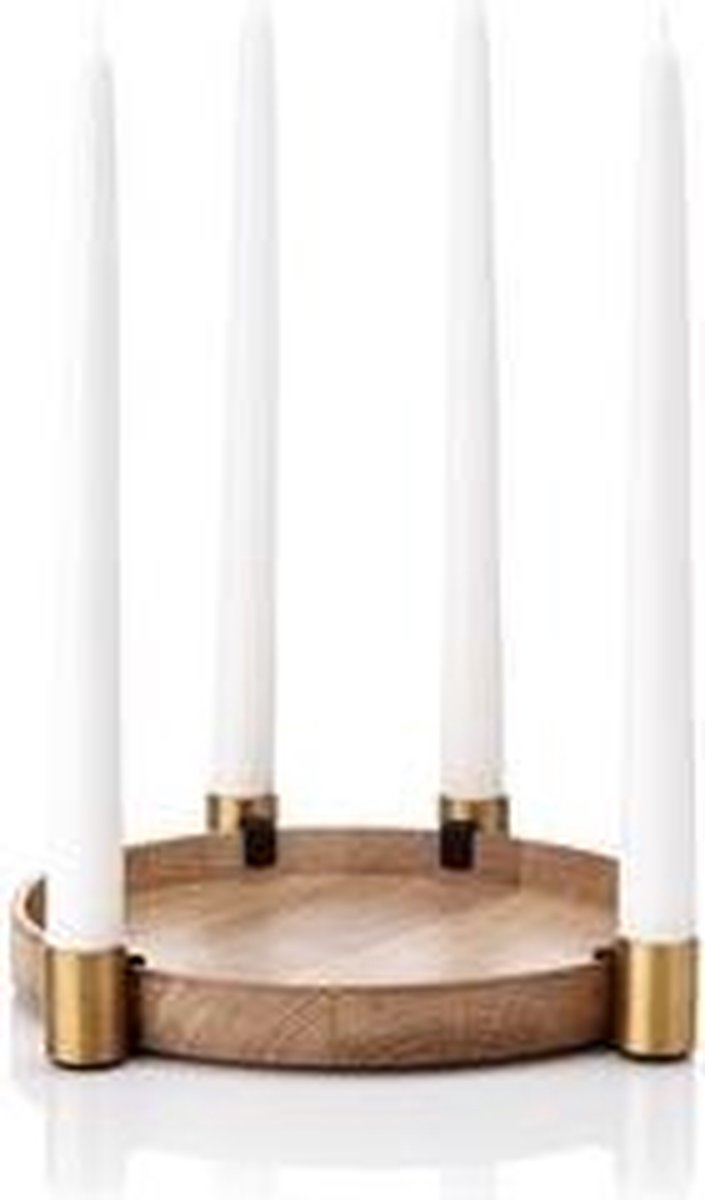 Applicata Candelabro dell'Avvento Luna rovere, ottone