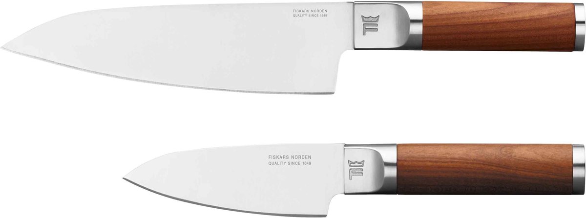 Fiskars Set di coltelli coltello da chef + coltello per verdure Norden 2 pezzi Acciaio inossidabile-betulla