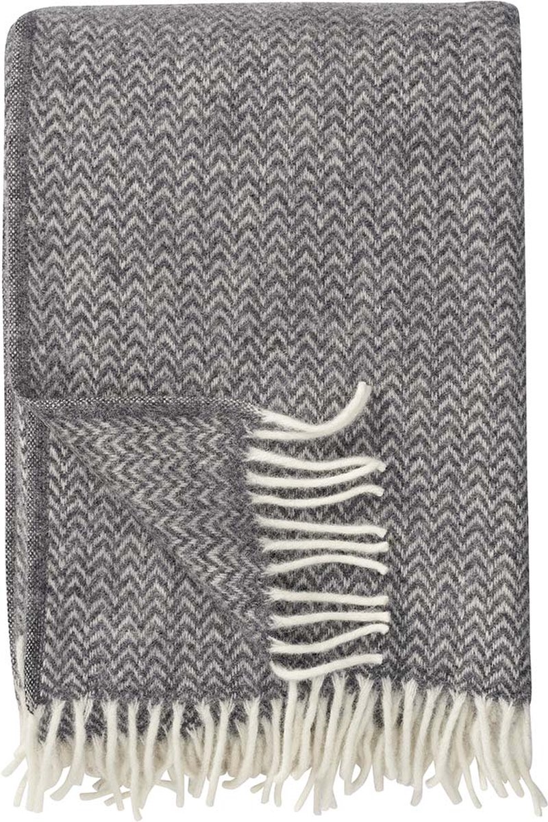 Klippan Yllefabrik Coperta in lana Chevron Grigio