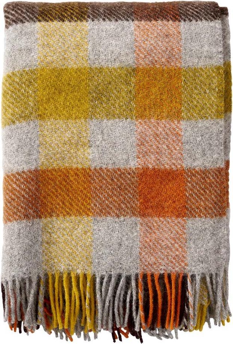 Klippan Yllefabrik Plaid in lana Gotland 130x200 cm multicolore-giallo