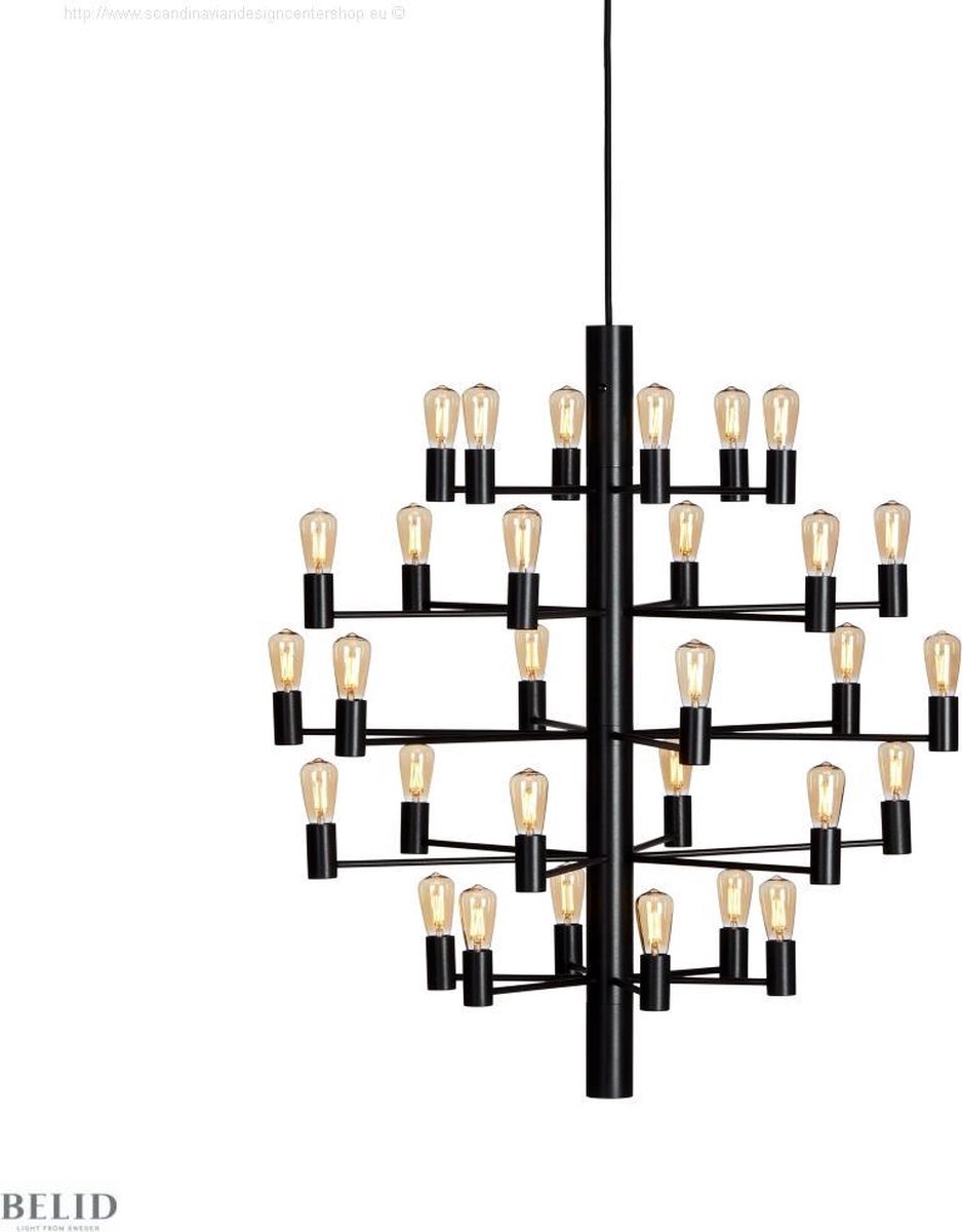 Herstal Lampadario Manola con 30 luci Nero