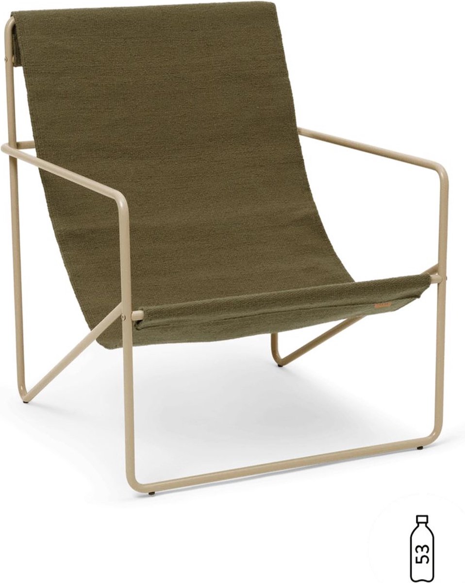 Ferm Living Poltrona lounge Desert Olive, telaio cashmere