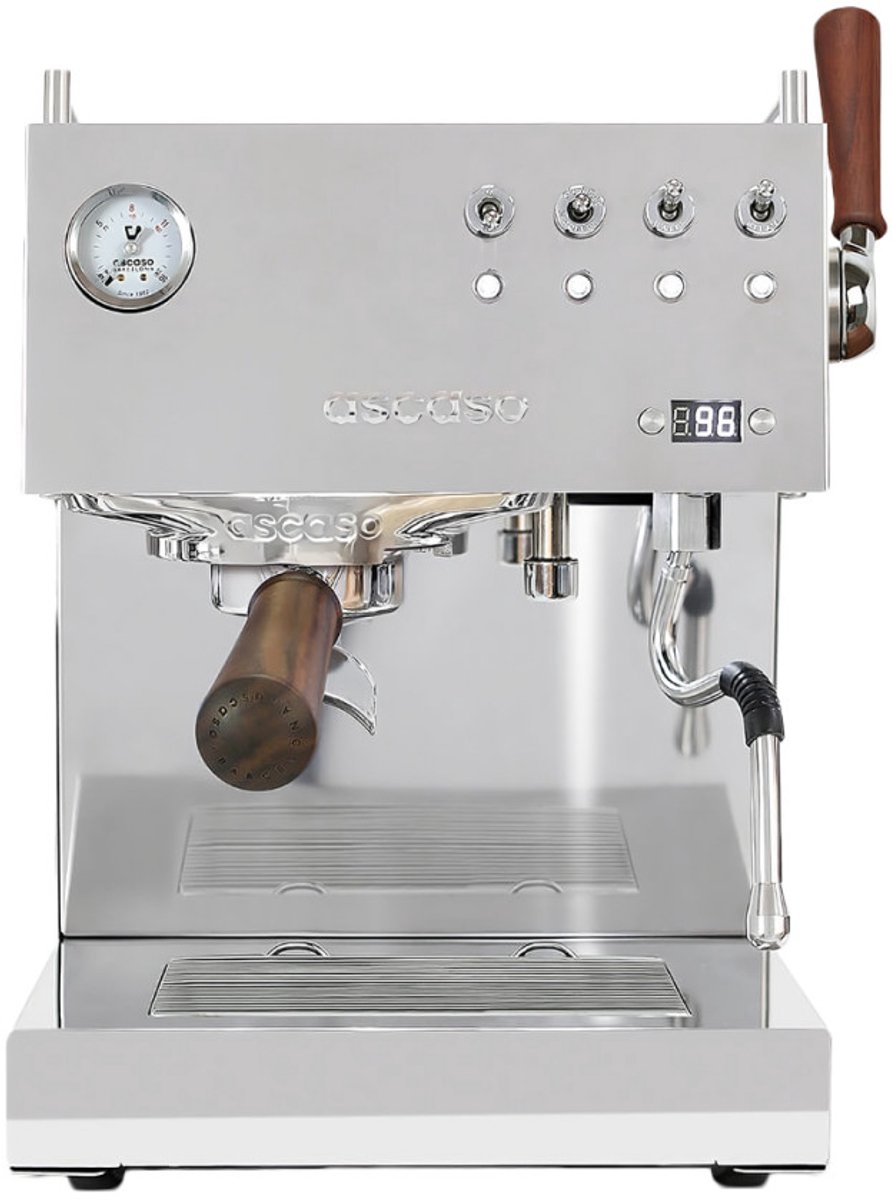 Ascaso Steel Duo Plus Inox&Wood Espressomaskin, pro för hem - Rostfritt stål