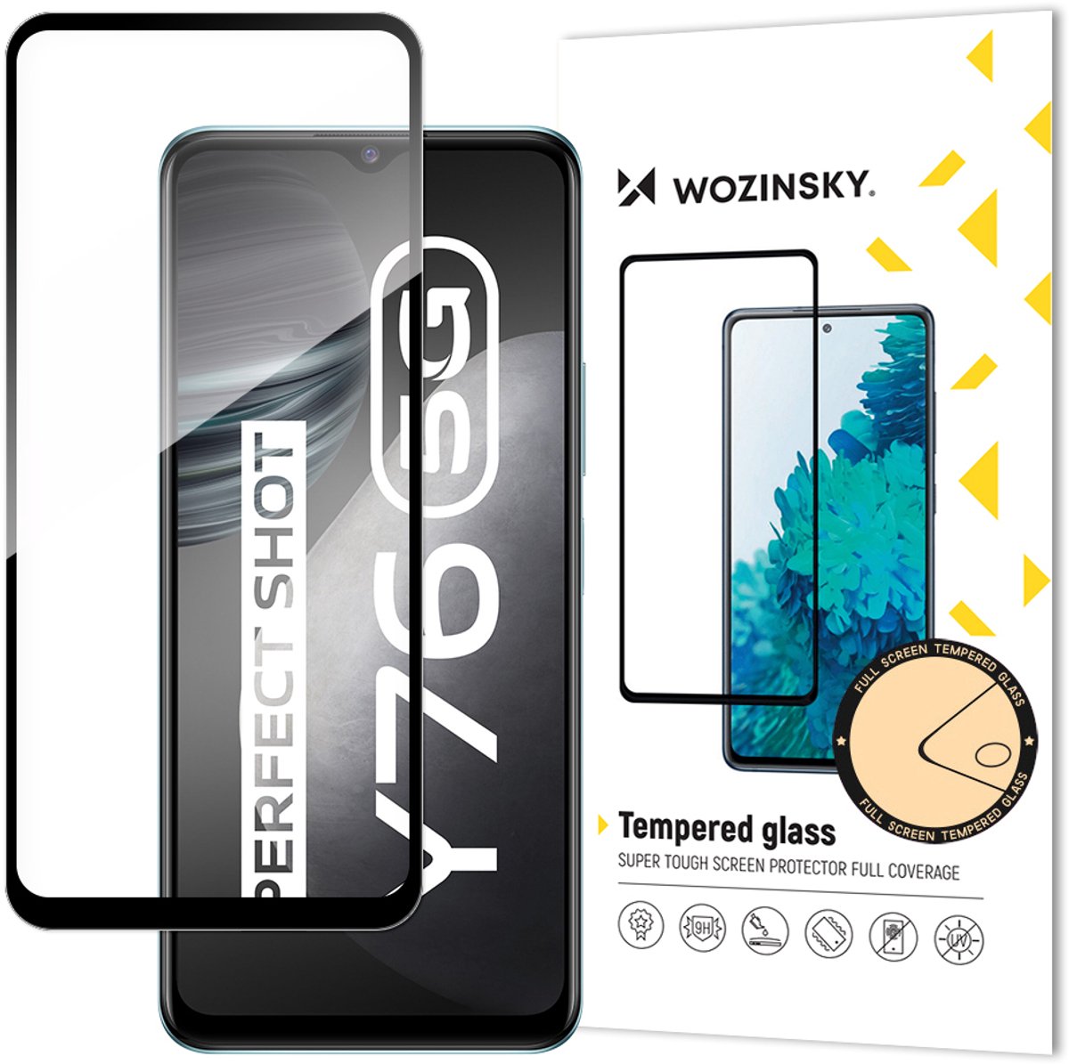 Wozinsky Super Durable Full Glue Tempered Glass Full Screen Protector with Frame Case Friendly Vivo Y76 5G / Y76s / Y74s Black