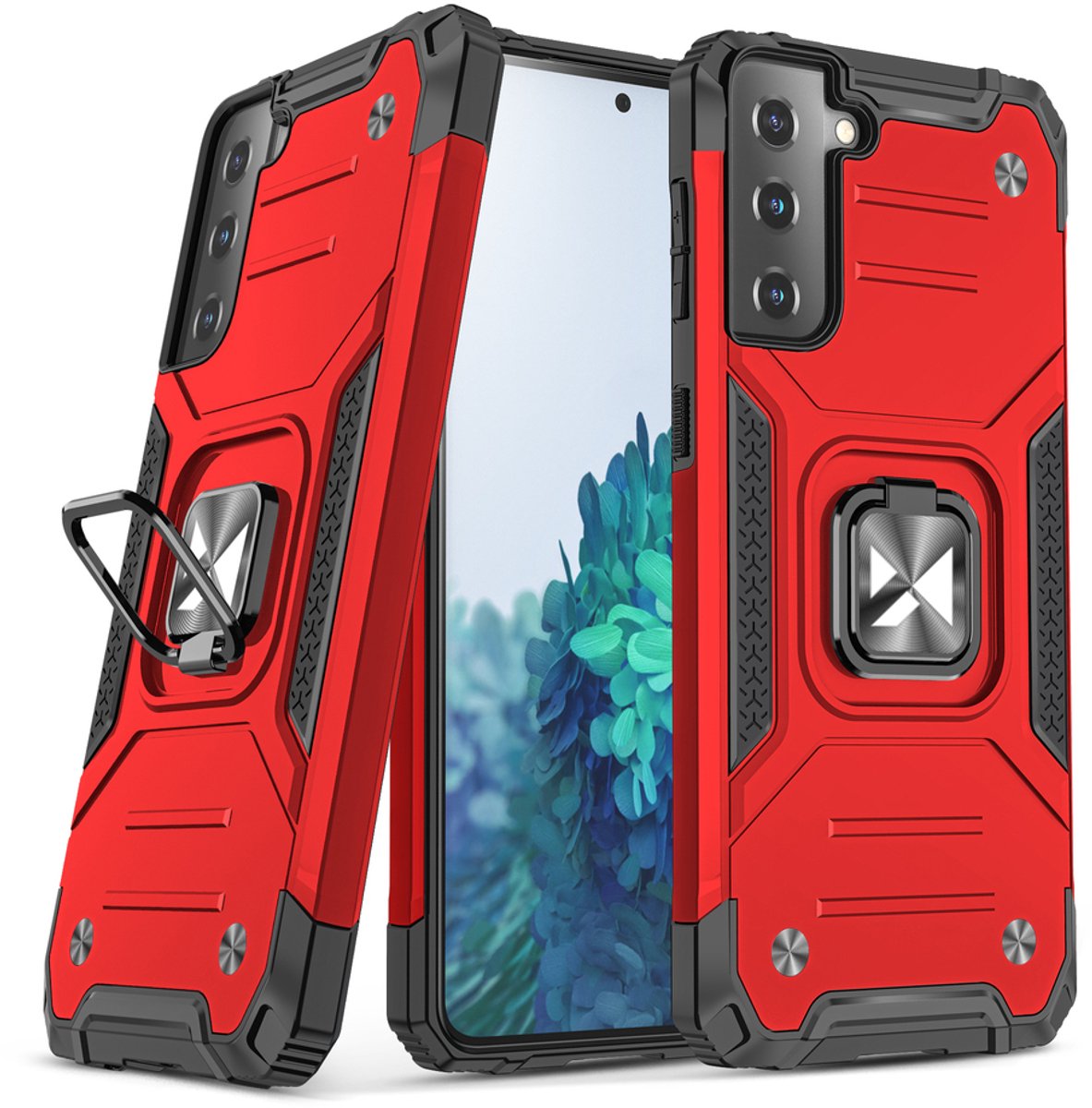 Wozinsky Ring Armor Armored Hybrid Case Cover + Magnetic Holder for Samsung Galaxy S22+ (S22 Plus) red