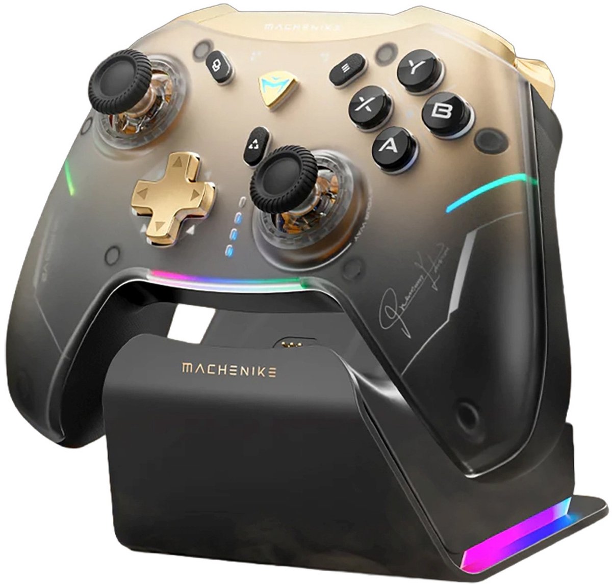 Machenike G5Pro Premium Edition Wireless Game Controller with Charging Station - Black & Gold - Wireless Controller