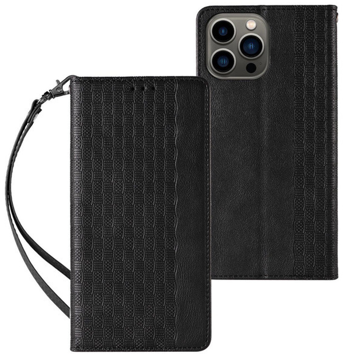 Hurtel Magnet Strap Case for Samsung Galaxy S23+ Flip Wallet Mini Lanyard Stand Black