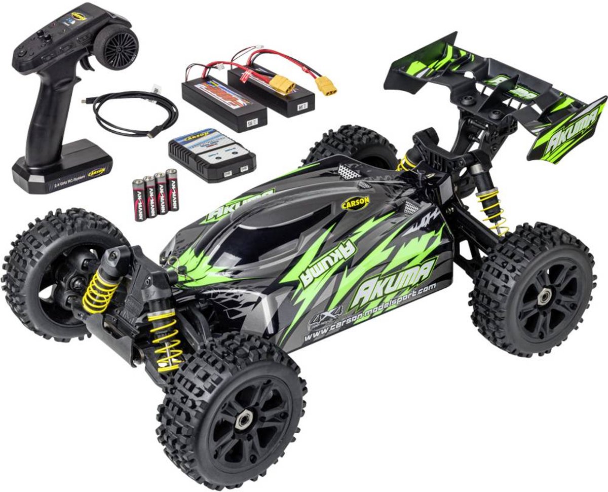 Carson Modellsport Akuma Buggy RTR vert brushless 1:8 Auto RC Buggy 4 roues motrices (4WD) prêt à fonctionner (RtR)