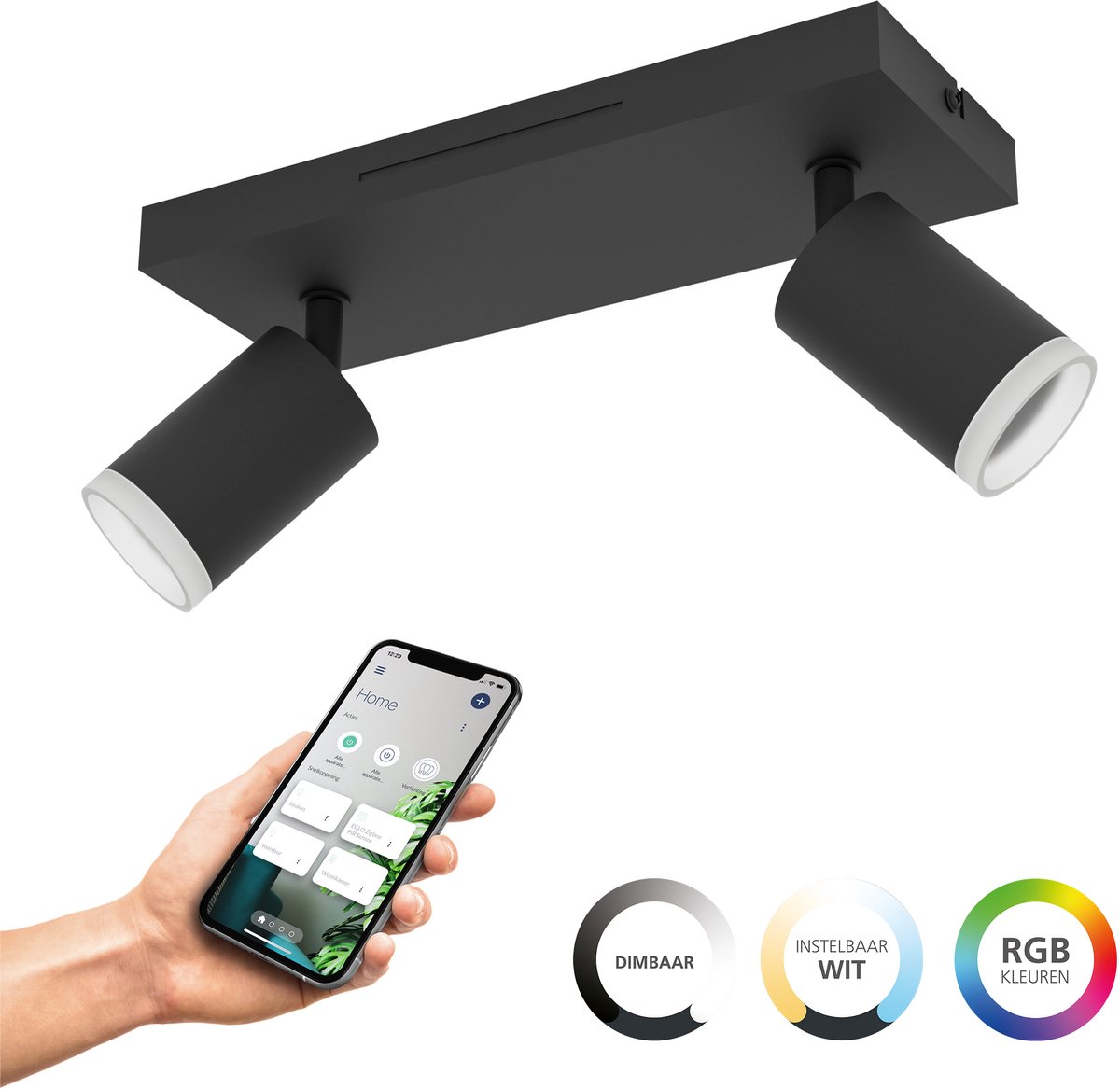 EGLO CONNECT.Z MELITELLO SMART spotskinne sort M/FARVER(RGB) OG TUNABLE WHITE