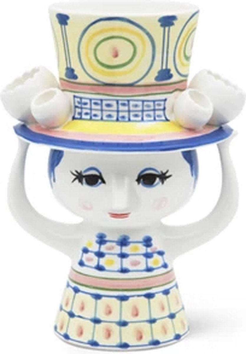 Bjørn Wiinblad Vaso Lady with hat H20,5 cm Blu