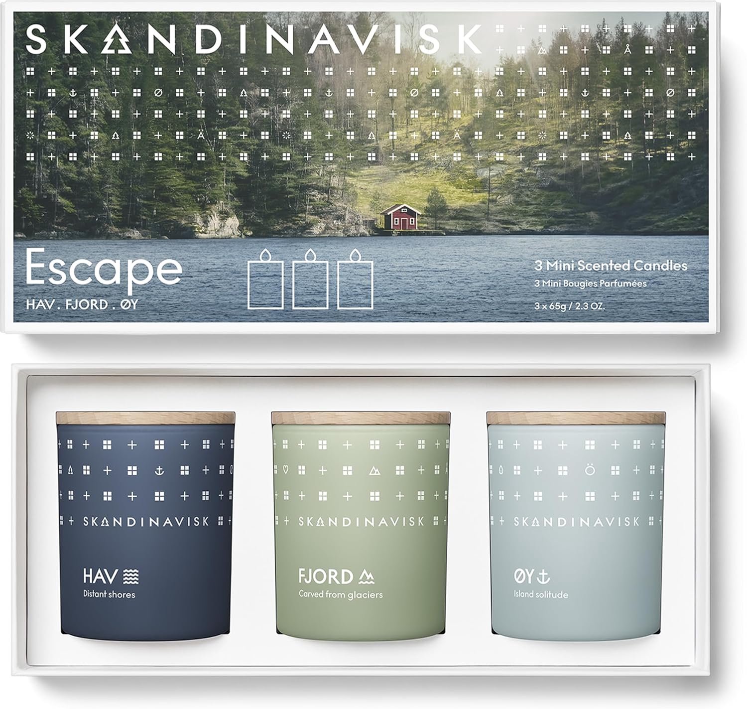Skandinavisk Mini candele profumate set regalo Escape 3 pezzi 65 g