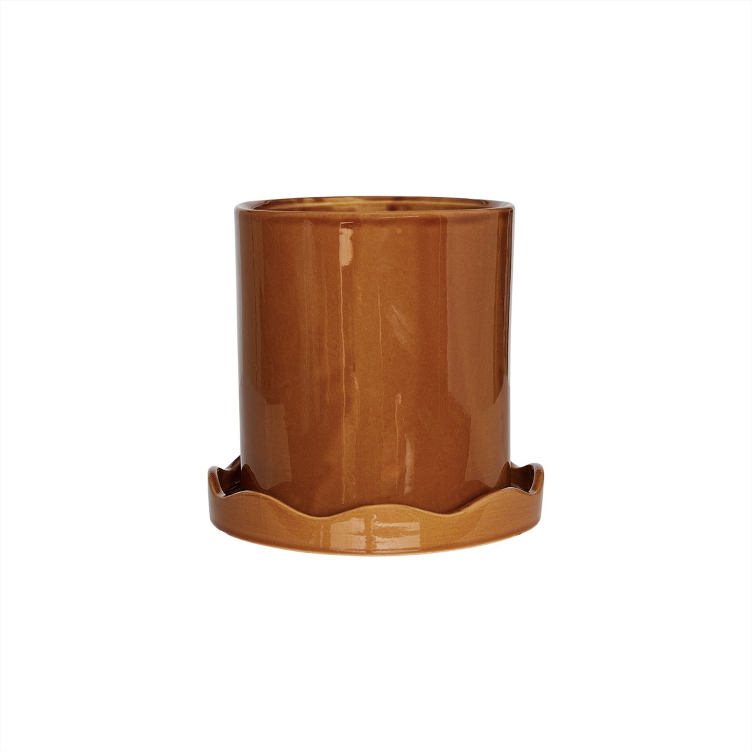 OYOY Vaso Nami con sottovaso Ø16,5 cm piccolo Ambra