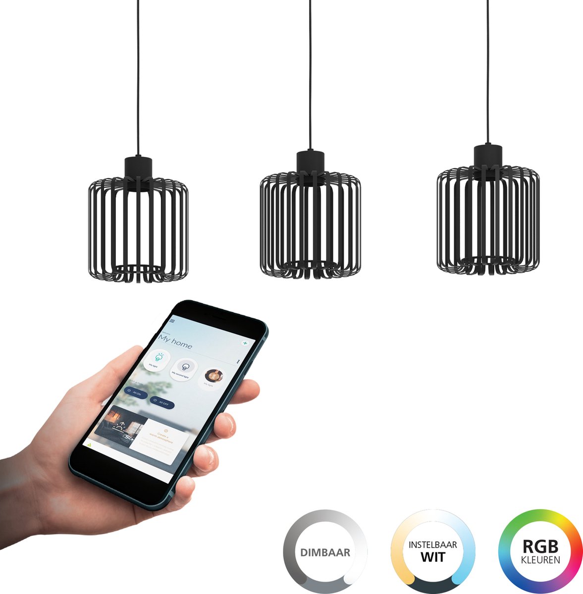 EGLO CONNECT.Z GINESTRONE SMART langbordspendel sort M/FARVER(RGB) OG TUNABLE WHITE