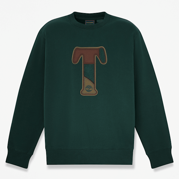 Timberland - Felpa Girocollo Patchwork da Uomo in verde scuro, Uomo, verde, Taglia: XXL