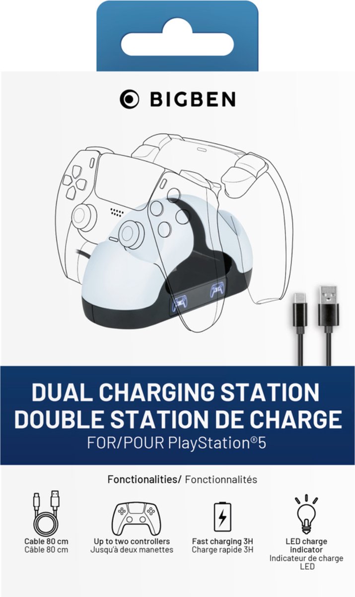 BigBen Interactive Chargning Station for 2 x DualSense Controllers - Wired - Sony PlayStation 5