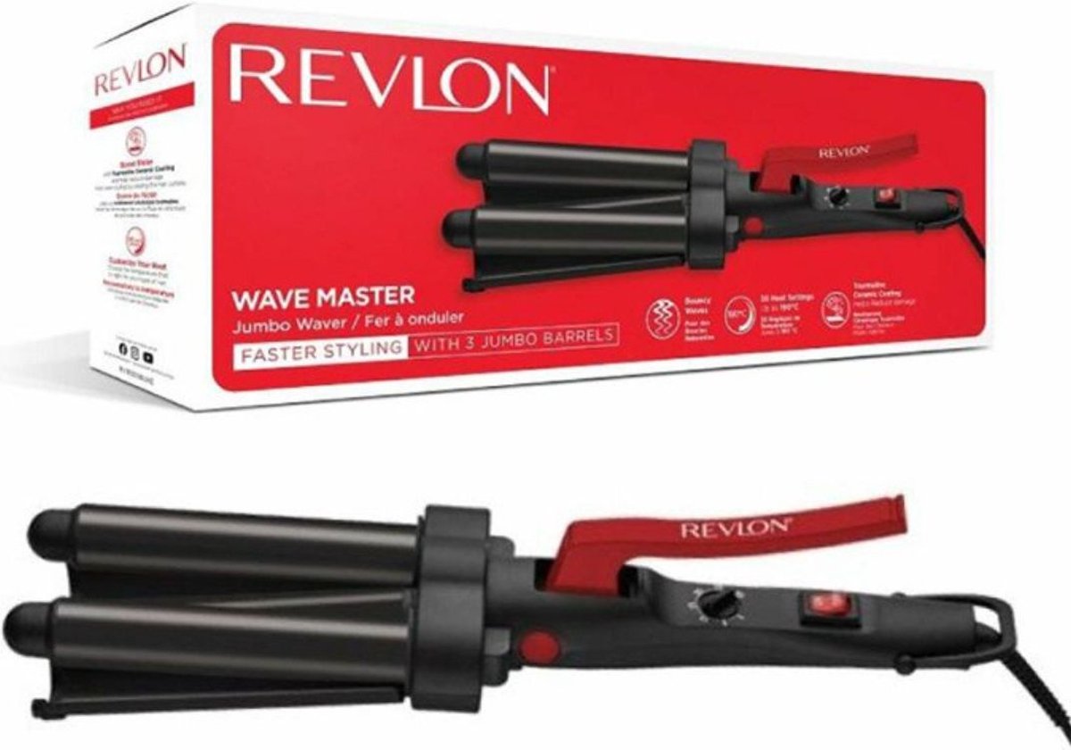 Revlon Krøllejern Wave Master RVIR3056UKE - curling iron - black/red
