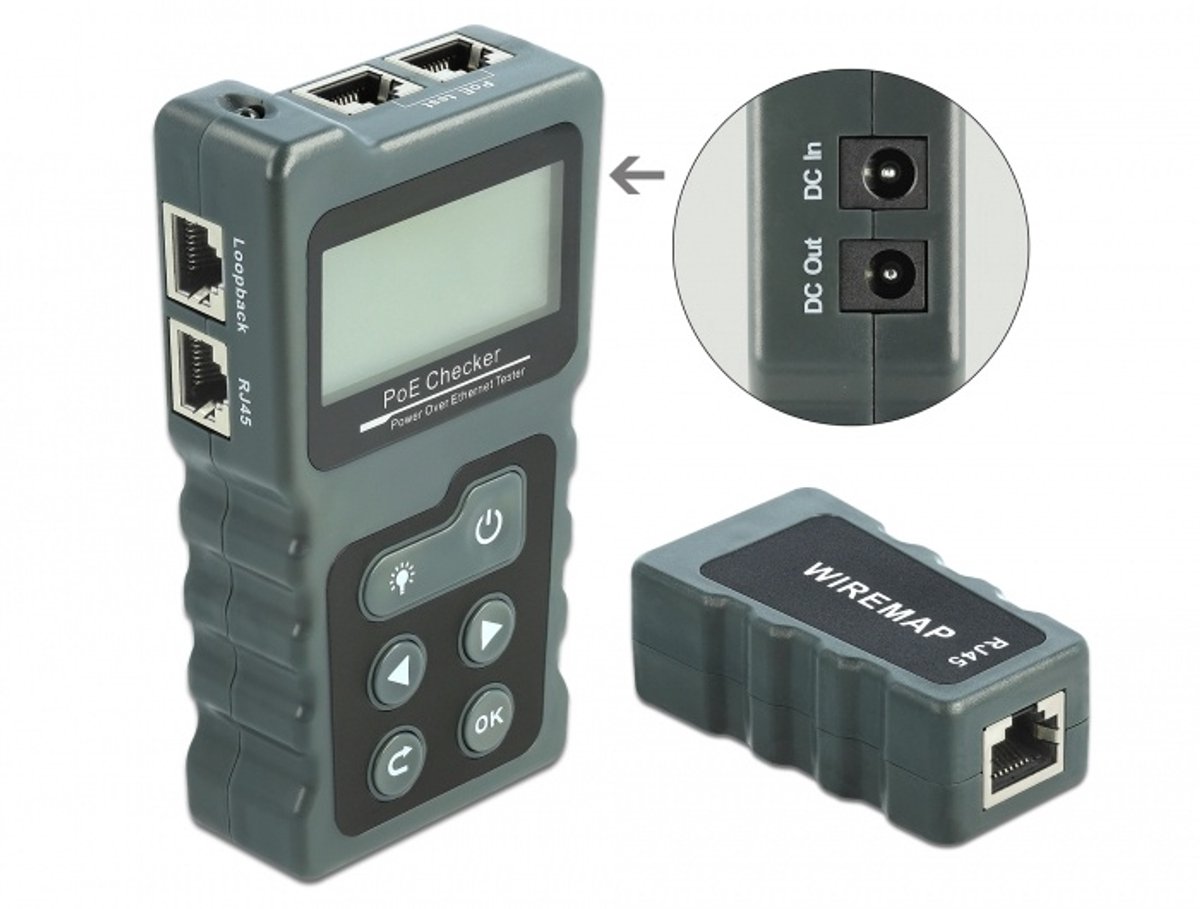 DeLOCK LCD Cable Tester RJ45 / PoE / DC