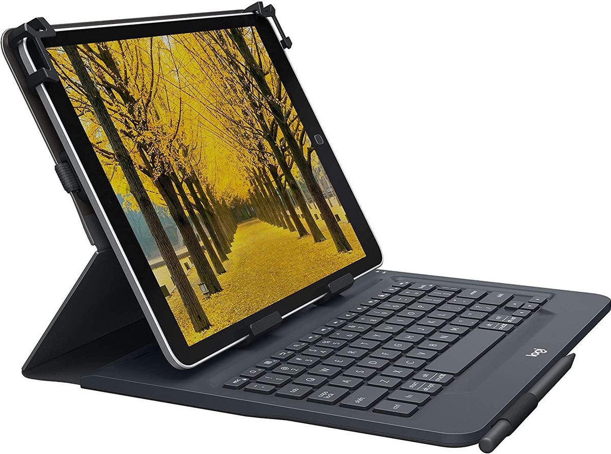 Logitech Universal - keyboard and folio case - QWERTY - Italian - Tastatur & Folio sæt - Italiensk - Sort