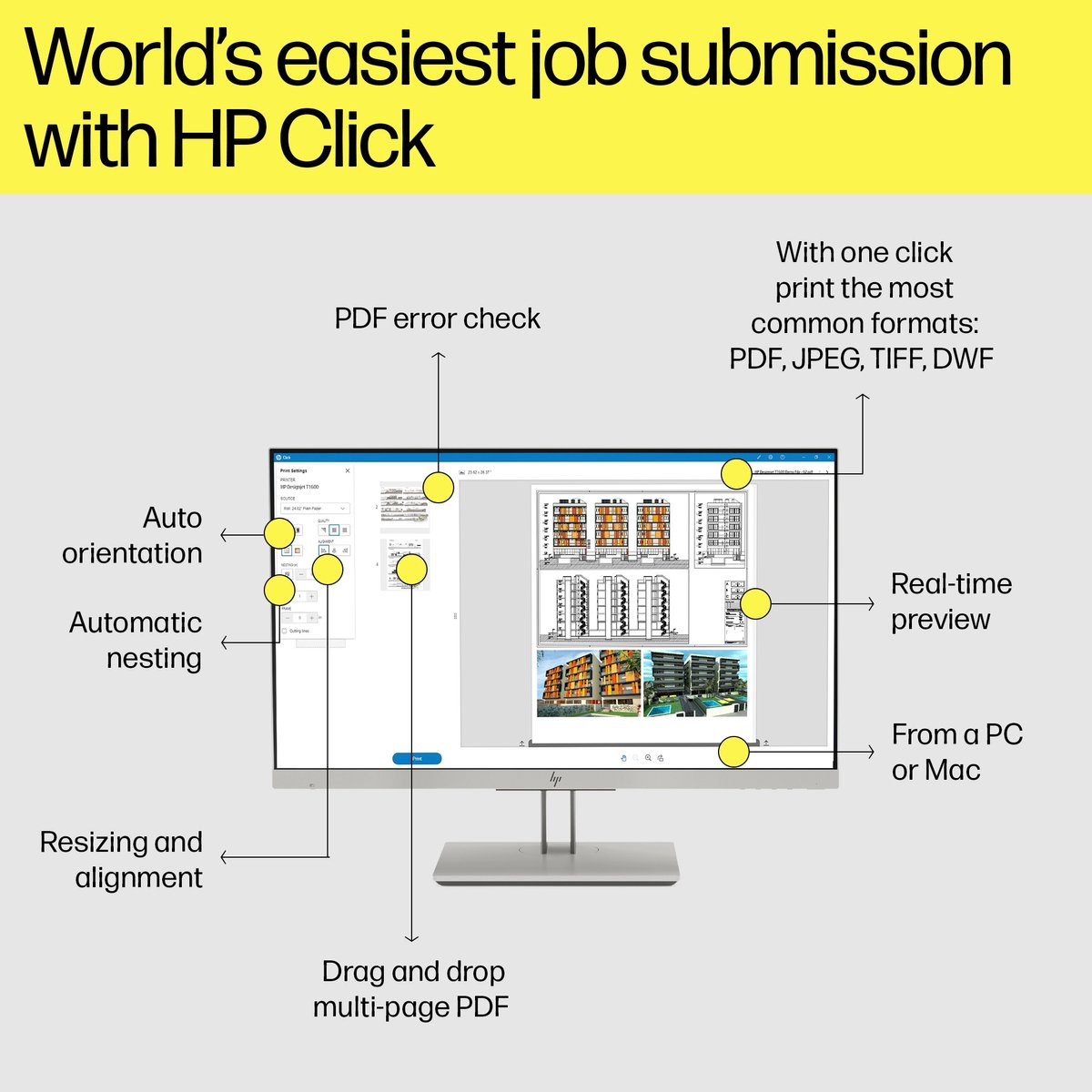HP Storformatprinter - DesignJet T1600 PostScript - 6 farver