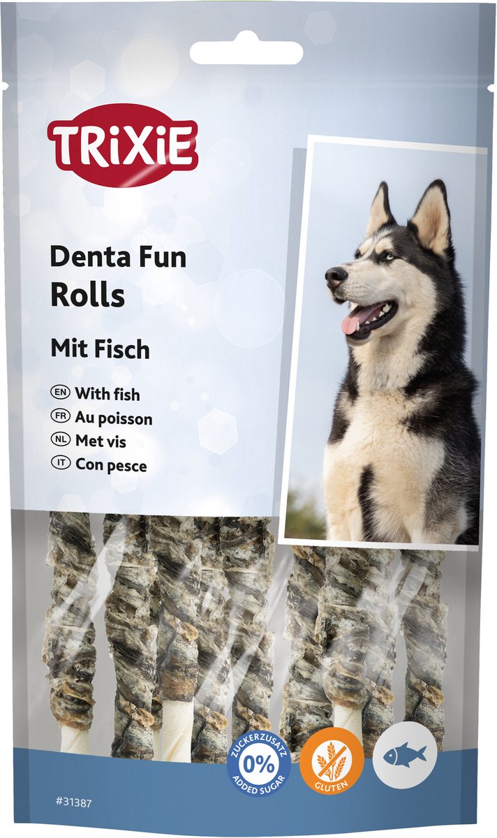 Trixie Denta Fun Fish Chewing Rolls 12cm 75g (10-Pack)