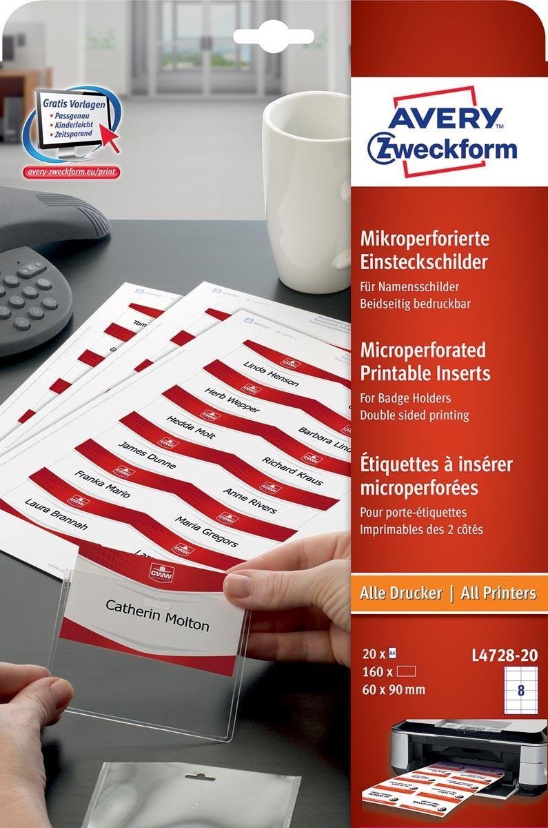 Avery Name Badges Printable inserts - name badge cards - 160 card(s) - 60 x 90 mm - 190 g/m²