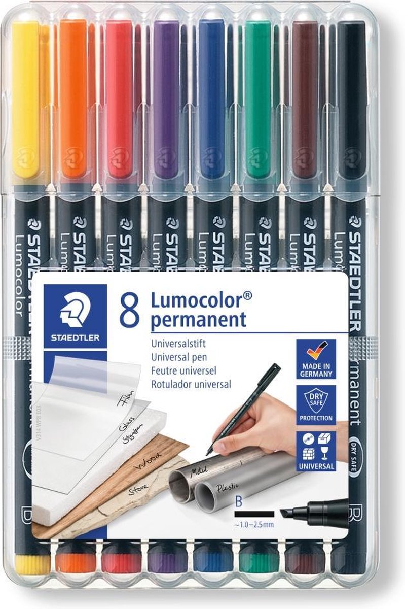 Staedtler Lumocolor Perm B 1-2,5mm 8 ass/boks