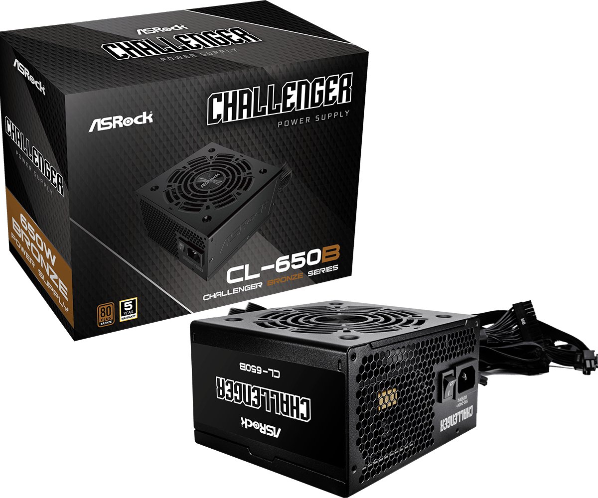 ASRock CL-650B Strømforsyning - 650 Watt - 120 mm - ATX 3.1 - 80 Plus Ja