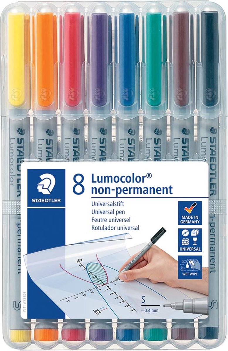 Staedtler Lumocolor Non-P S 0,4mm 8 ass/boks
