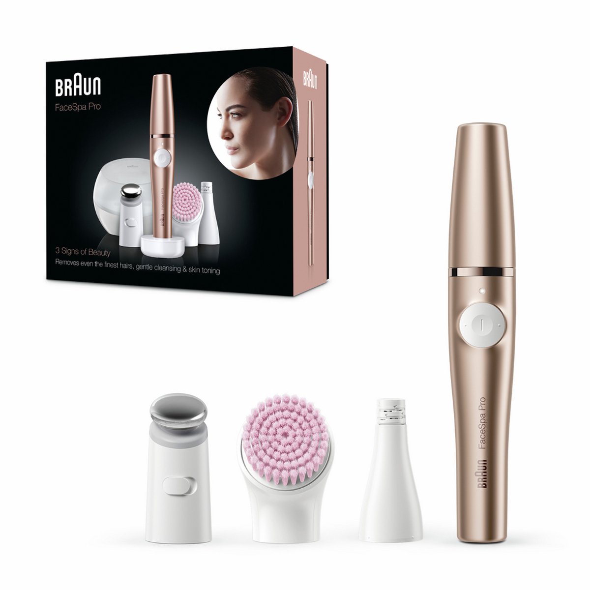 Braun Depiladora Facial Mujer FaceSpa Pro con Accesorios, 921, Bronce