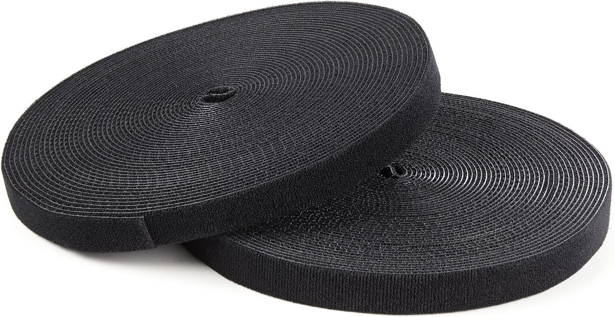 StarTech.com Bobina de 30,48m de Gancho y Bucle - Tiras Reutilizables de Gancho y Bucle - Cinta Sujetacables - Envolturas Ajustables de Tela para Gestión de Cableado - Negro
