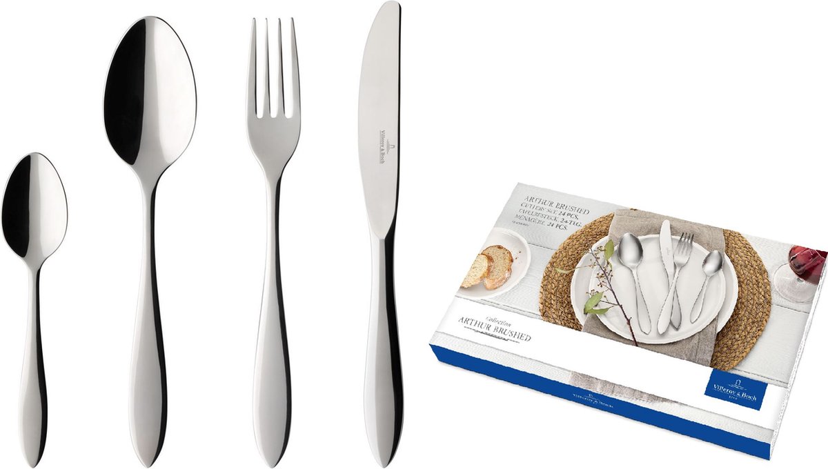 Villeroy & Boch Cubertería Arthur 24 piezas cepillado acero inoxidable