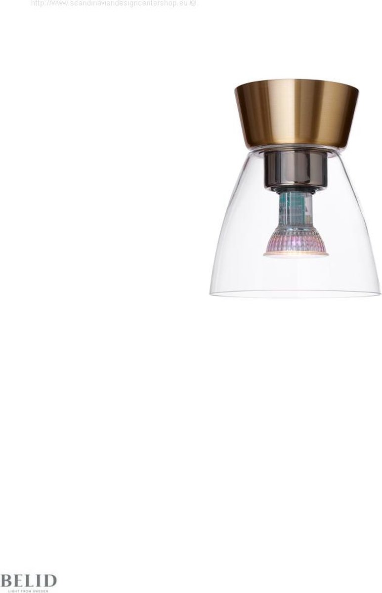 Belid Plafón Bizzo vidrio transparente Ø16,5 cm latón