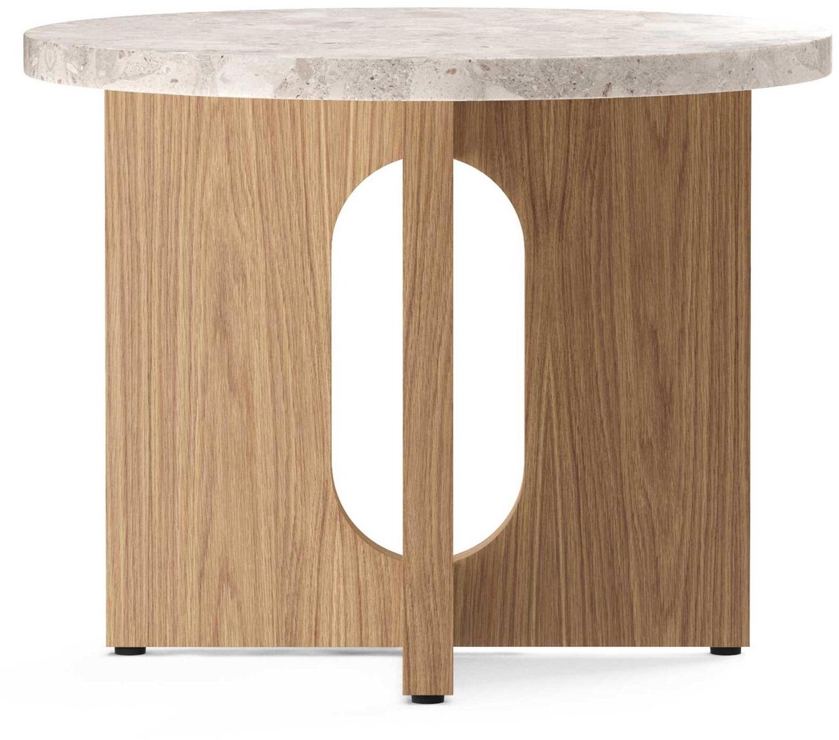 Audo Copenhagen Mesa Auxiliar Androgyne de roble Ø50 cm Tablero Kunis Breccia