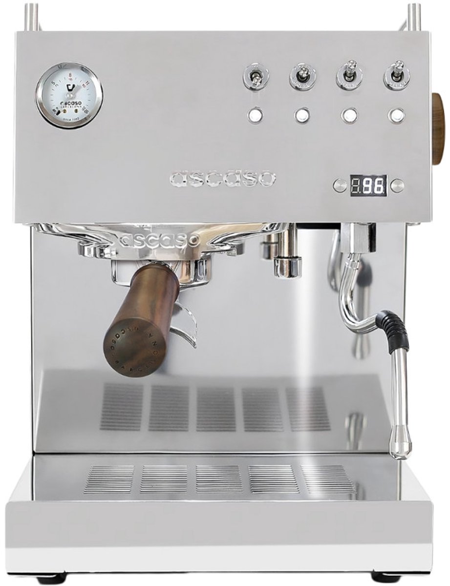 Ascaso Steel Duo PID V2 Inox&Wood Espressomaskin, pro för hem - Rostfritt stål