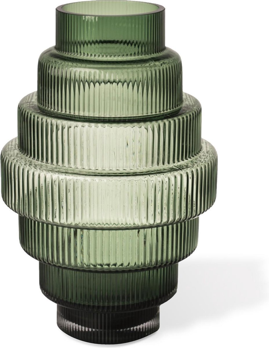 POLSPOTTEN Jarrón Steps S 30 cm Verde oscuro