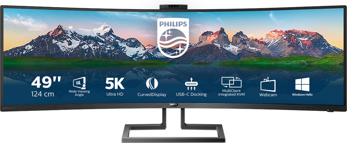 49" Philips Brilliance P-line 499P9H - 5120x1440 - 60Hz - VA - 90W USB-C - KVM switch