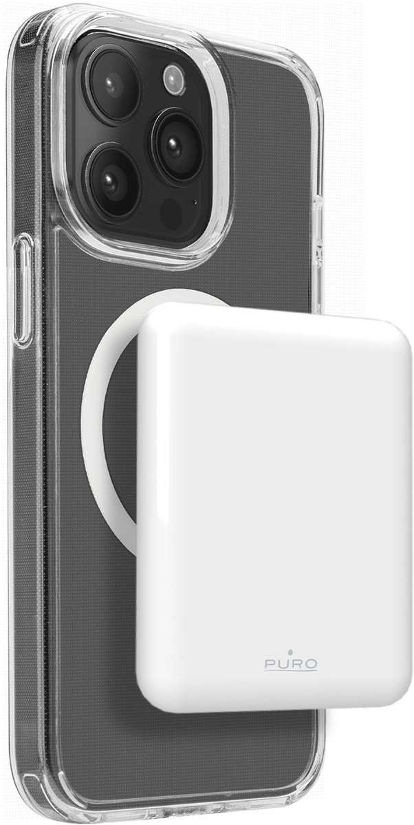 Puro Power Mag 5000mAh Power Bank with MagSafe USB-C - White - 5000 mAh